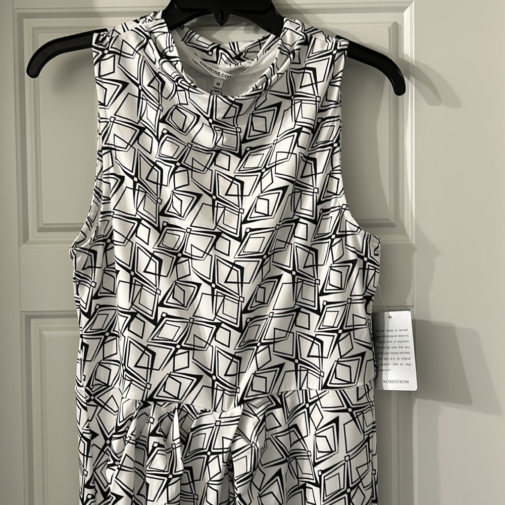 NWT from Nordstrom Rack. Black and white geometric print dress. - Picture 2 of 5